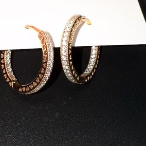 Elegant Swarovski Rose Gold Hoop Earrings